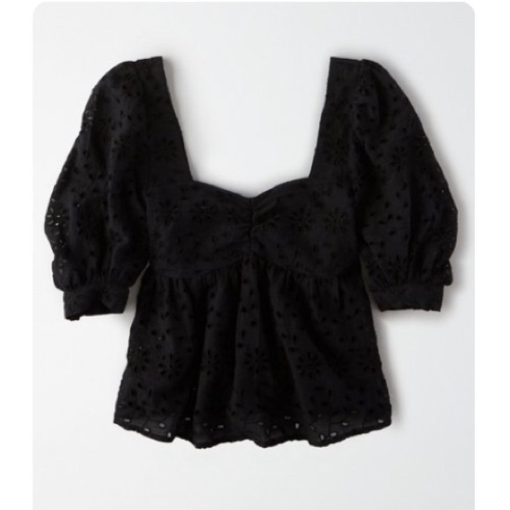 Black lace detail top
